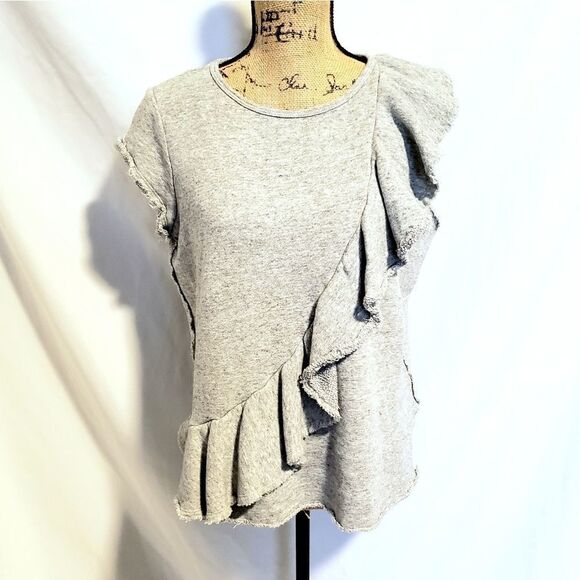 Deletta | Gray Asymmetrical Ruffle Blouse - Picture 1 of 4